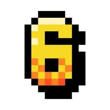 Pixel 8 Bit Number Six or Numeral Vector Illustration 스톡 일러스트