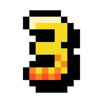 Pixel 8 Bit Number Three or Numeral Vector Illustration Stock Illustration