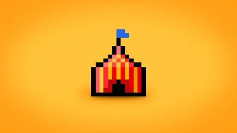 Pixel 8 bit red and yellow circus tent background - high res 4k wallpaper Stock Illustration