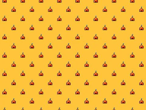 Pixel 8 bit red and yellow circus tent background - high res seamless pattern Stock Illustration