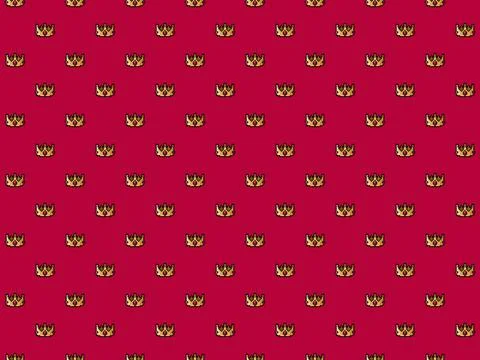 Pixel 8 bit royal crown background - high res seamless pattern Stock Illustration