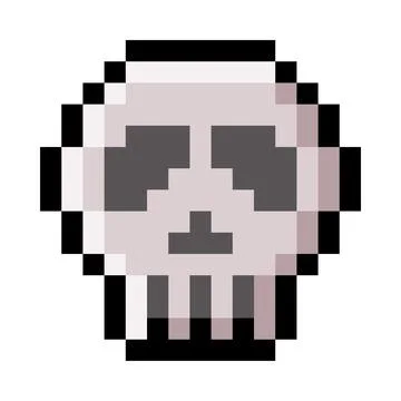 Pixel 8-bit Skull Object as Video Game Style Element Vector Illustration Stock Illustration
