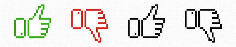 Pixel 8 bit like thumb up vector. 8bit social media like Illustrazione stock