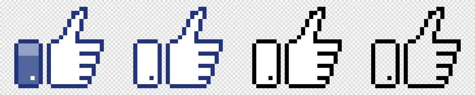 Pixel 8 bit like thumb up vector Stock Illustration