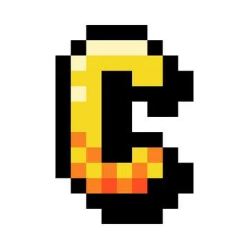 Pixel 8 Bit Uppercase Letter C as Font and Alphabet Vector Illustration Illustrazione stock