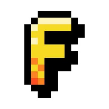 Pixel 8 Bit Uppercase Letter F as Font and Alphabet Vector Illustration Stock Illustration