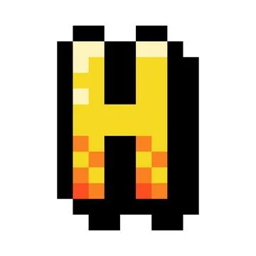 Pixel 8 Bit Uppercase Letter H as Font and Alphabet Vector Illustration Stock Illustration