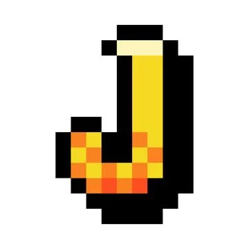 Pixel 8 Bit Uppercase Letter J as Font and Alphabet Vector Illustration Illustrazione stock