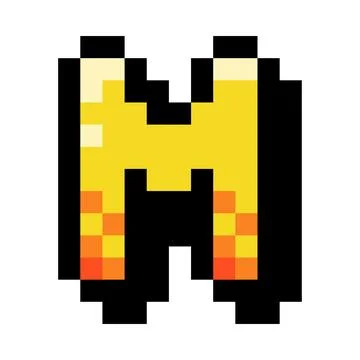 Pixel 8 Bit Uppercase Letter M as Font and Alphabet Vector Illustration Illustrazione stock