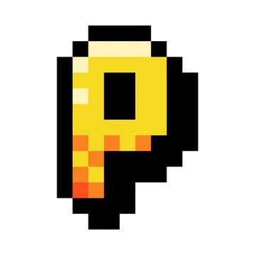 Pixel 8 Bit Uppercase Letter P as Font and Alphabet Vector Illustration Stock Illustration