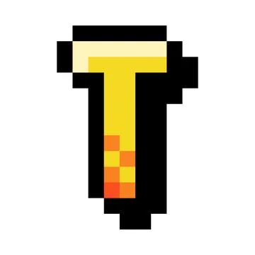 Pixel 8 Bit Uppercase Letter T as Font and Alphabet Vector Illustration Stock Illustration
