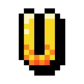Pixel 8 Bit Uppercase Letter U as Font and Alphabet Vector Illustration Illustrazione stock