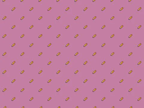 Pixel 8 bit yellow pencil on pink background - high res seamless pattern Stock Illustration