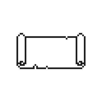 Pixel ancient papyrus with curled edges and torn, black and white sketch. Ilustración de archivo
