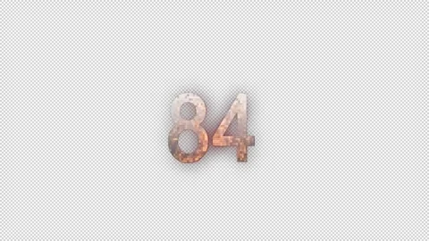 Pixel and neon number 84 with alpha channel, number eighty four 스톡 동영상 277456730