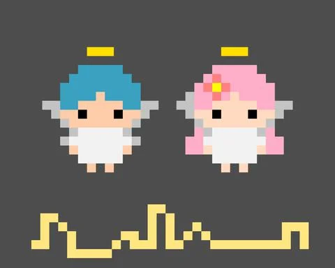 Pixel angel image. Vector illustration. 스톡 일러스트