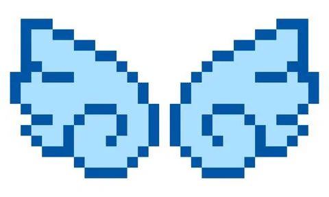 Pixel angel wing pixel image for game assets. Stock Illustration