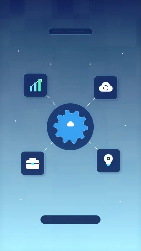 Pixel animation gear interface technology blue loop digital icon data Stock Footage 346550418