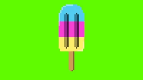 Pixel animation of ice cream for summer on green screen Stock Footage 243834341