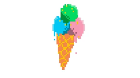 Pixel animation of ice cream for summer Stock Footage 244844748