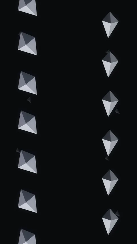 Pixel animation loop showing rotating grey crystals falling Stock Footage 346641774