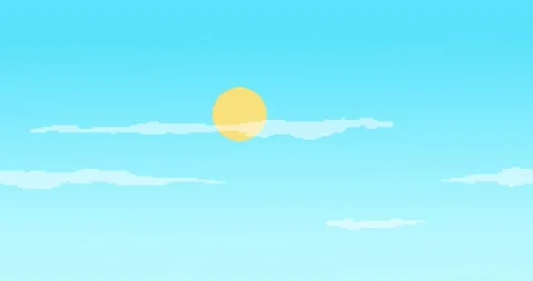 Pixel animation. Sun, sky and clouds ani... | Stock Video | Pond5