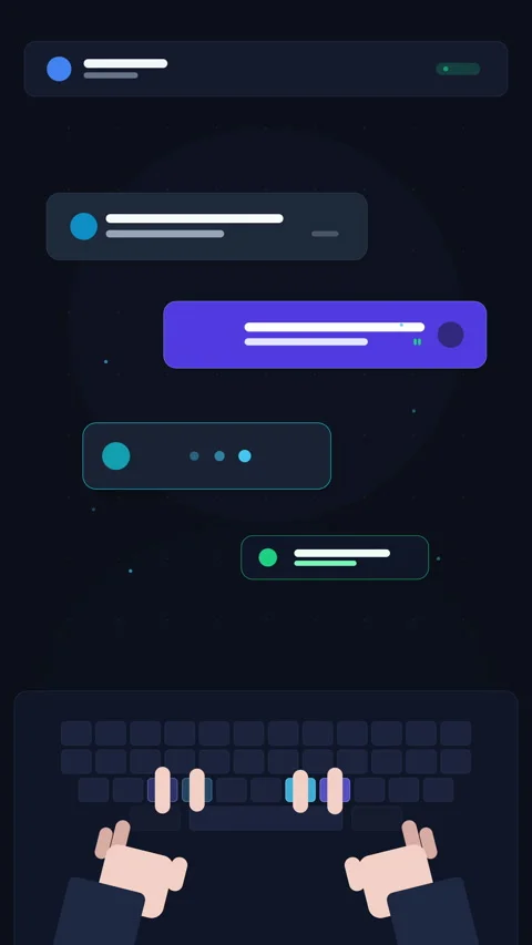Pixel animation, typing, keyboard, hands, chat bubble, ui, ux, dark, loop, .. Stock Footage 346540737