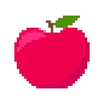 Pixel apple fruit, pixel apple pink for icon, pixel apple for illustration Ilustración de archivo