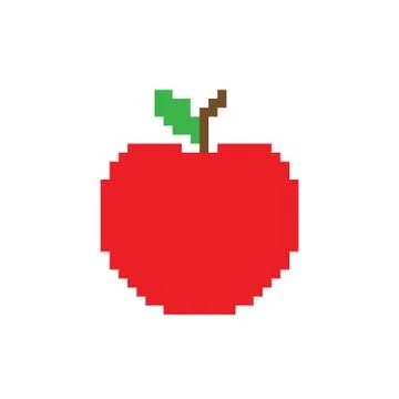 Pixel apple icon vector pixel element for game Stock Illustration