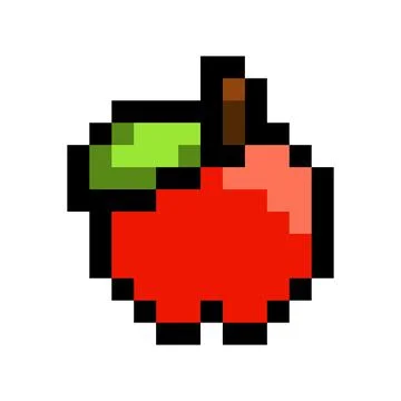 Pixel an apple image for 8 bit games Stock Illustration
