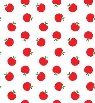 Pixel apple pattern seamless. 8 bit apple texture cartoon Stock Illustration
