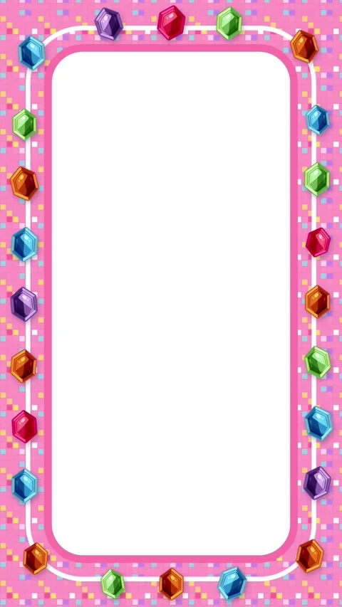 Pixel Arcade Bubblegum Pink Gemstone Frame Loop Vertical Stock Footage 346115012