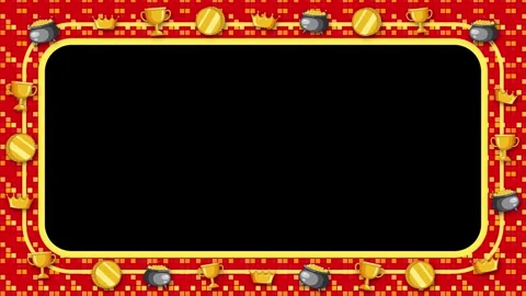 Pixel Arcade Red Border Animation with Trophies and Gold Coins Stock Footage 346569097