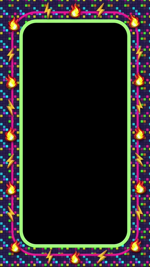 Pixel Arcade Rounded Frame Animation with Neon Border Loop Stock Footage 346569106