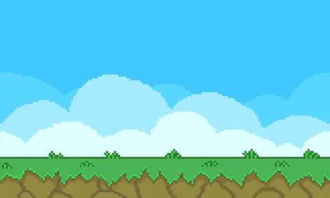 Pixel arcade screen for game design. Game design concept in retro style. Stock Illustration