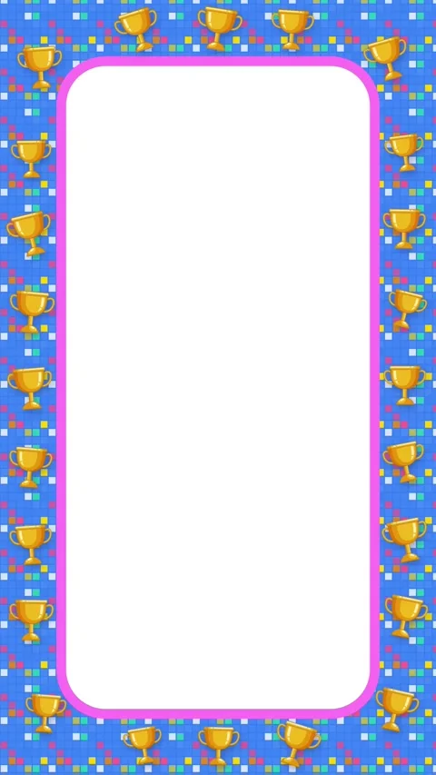 Pixel Arcade Trophy Border Vertical Video Frame Loop Animation Stock Footage 346115075