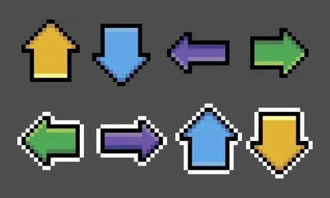 Pixel arrow set image. Vector Illustration of pixel art. Stock Illustration