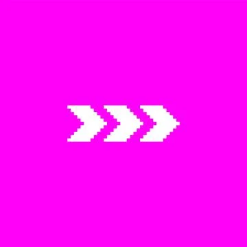 Pixel arrows in y2k style. Vector design with geometric icon in white on bright Stock Illustration