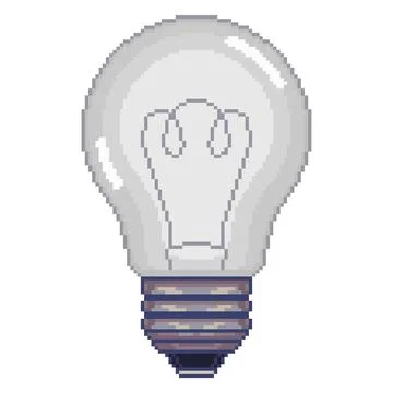 Pixel art 16-bit extinguished light bulb, switch off lamp icon. Vector Stock Illustration