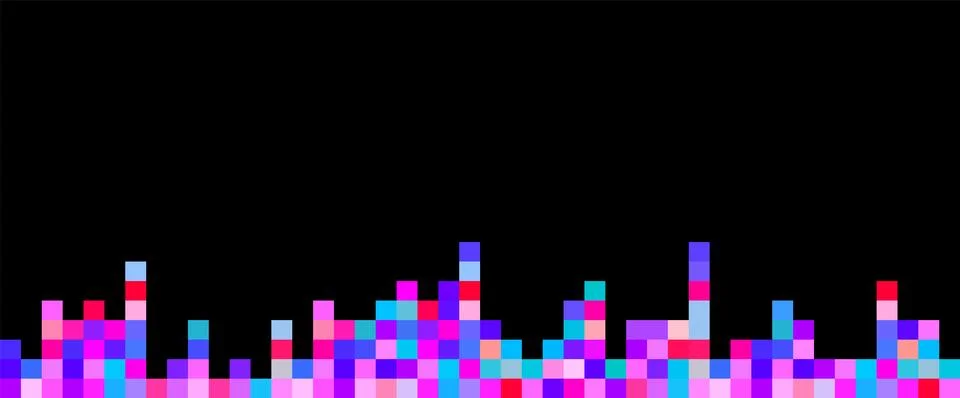 Pixel art 8-bit background color illustration on black blackground Stock Illustration