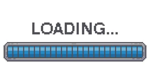 Pixel art 8 bit loading bar indicator. Retro styled game design interface. Stock Illustration