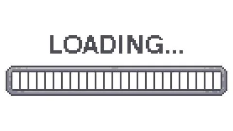 Pixel art 8-bit loading bar on white background. Isolated vector illustration. Stock Illustration