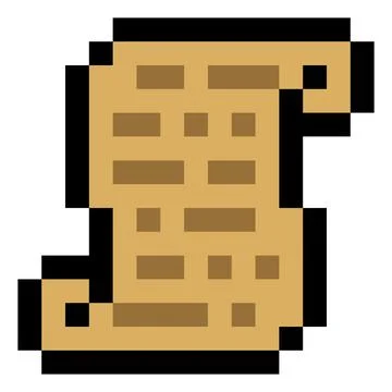 Pixel Art 8 Bit Paper Scroll Video Game Icon Stock Illustration