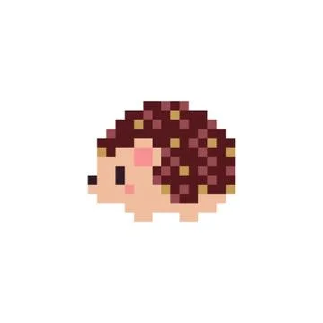 Pixel art 8-bit style hedgehog - isolated vector illustration Stock Illustration
