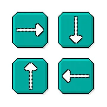 Pixel art, 90s mood, 8bit retro style arrows directions 스톡 일러스트