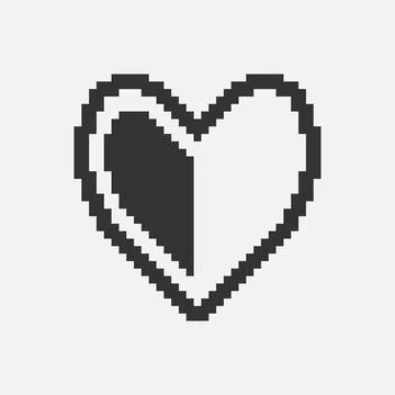 Pixel art abstract heart half filled inside icon Illustrazione stock