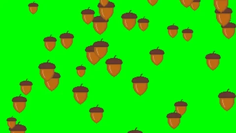Pixel art acorns falling down on green screen background 库存影片 152422076