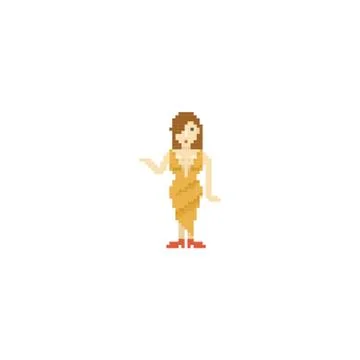 Pixel art actress Illustrazione stock