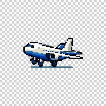Pixel Art Airplane Design Vector Stock Illustration