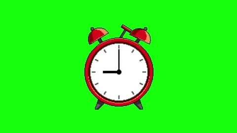 Pixel art alarm clock animation on green screen Stock Footage 327367316